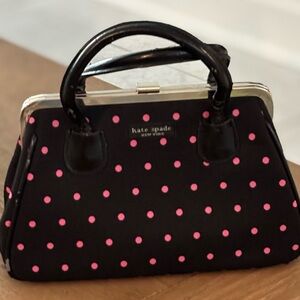 Kate Spade Black and Pink Satchel with Polka Dots